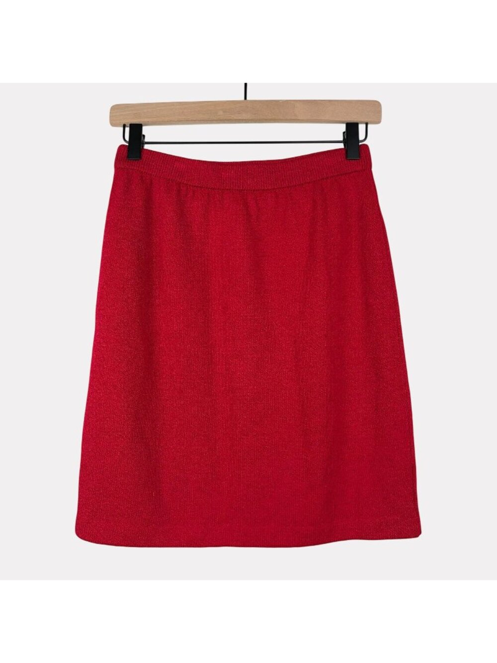 St. John Collection Knit Skirt Womens 4 Red Stretch Pull On Professional Casual